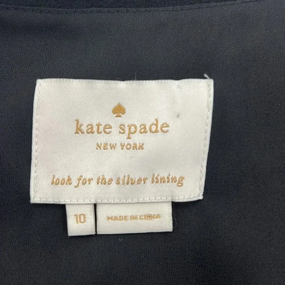 KATE SPADE New York Frill in Black Flutter Sleeve Fluid Crepe Dress size 10